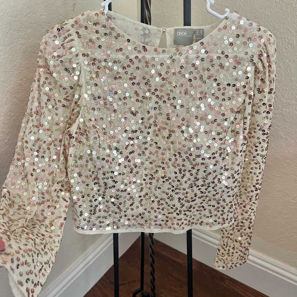 ASOS Cream Sequin Blouse